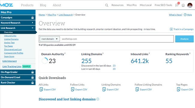 Alt: Moz Pro - Link Explorer