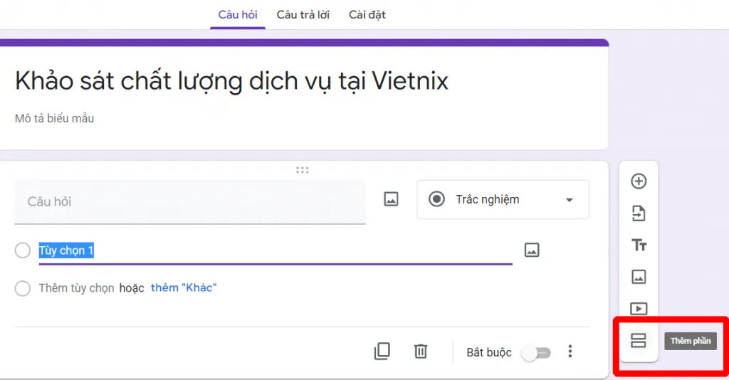 Cách tách biểu mẫu trong Google Form