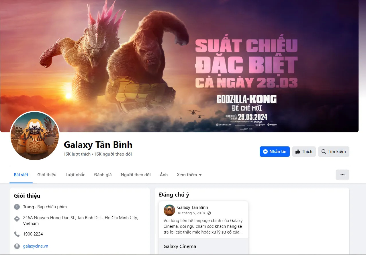 Fanpage dành cho các doanh nghiệp hoặc các địa điểm ở địa phương