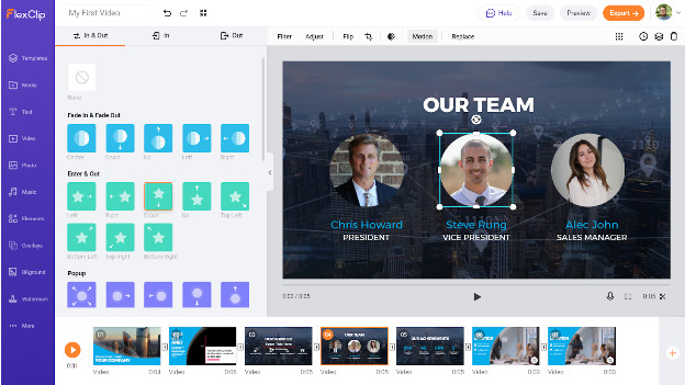 Hiệu ứng biến đổi FlexClip